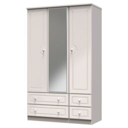 Ready Assembled 2 U Stratford Tall Triple 2 Drawer Mirror + Drawer Wardrobe (Ready Assembled) in Taupe - thumbnail 3