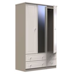 Ready Assembled 2 U Stratford Tall Triple 2 Drawer Mirror + Drawer Wardrobe (Ready Assembled) in Taupe - thumbnail 6