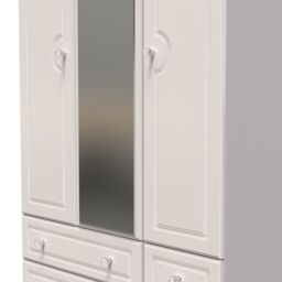 Ready Assembled 2 U Stratford Tall Triple 2 Drawer Mirror + Drawer Wardrobe (Ready Assembled) in Taupe - thumbnail 4