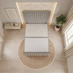 "Somnior Eleanor Velvet Divan Base No Drawers 54"" Headboard & 22"" Footboard in Silver - Size: Super King" - thumbnail 3