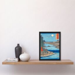 Artery8 Lake Biwa, Ishiyama Temple Omi Province Utagawa Hiroshige Japan Woodblock Artwork Framed Wall Art Print A4 in Black - thumbnail 2