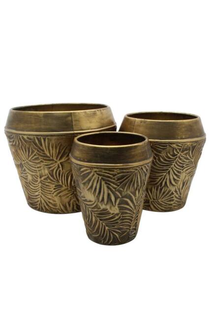 KDMD Tropical Vase Set of 3 Bronze Brass-Style Vases - image 1