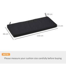 Kelvenix 2-Seater Bench Cushion Polyester Cover in Black - Size: 100 cm x 190 cm - thumbnail 2