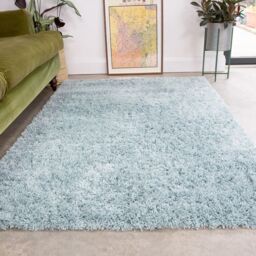 Kukoon Soft Fluffy Thick Pile Shaggy Area Rug, Living Room Bedroom Carpet Runner in Duck Egg Blue - Size: 80 cm x 150 cm - thumbnail 2