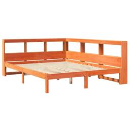 Berkfield Home Bookcase Bed without Mattress Wax Brown 140x200 cm Solid Wood Pine - thumbnail 4