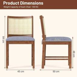 FORGEVIO Wooden Upholstered Kitchen Chairs w/Linen Fabric Padded in Brown - thumbnail 2