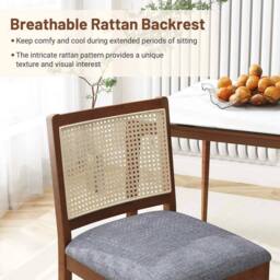 FORGEVIO Wooden Upholstered Kitchen Chairs w/Linen Fabric Padded in Brown - thumbnail 5