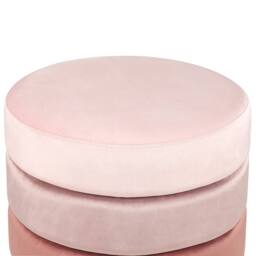 Wyld and Coco Ombre Pink Velvet Pouffe 48 cm Round with Gold Base - thumbnail 3