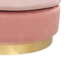 Wyld and Coco Ombre Pink Velvet Pouffe 48 cm Round with Gold Base - thumbnail 5