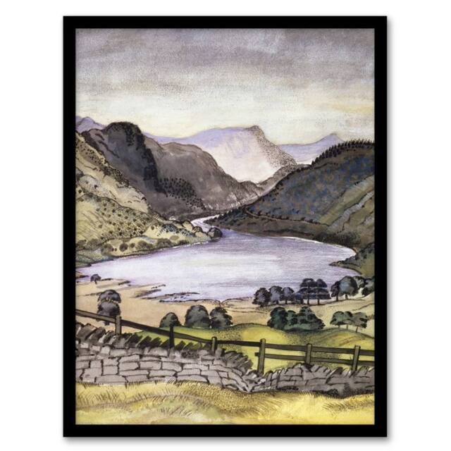 Artery8 Thirlmere Watercolour Landscape Paul Nash Framed Wall Art Print - Size: A4 - image 1