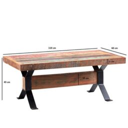 Indian Hub Coastal Coffee Table - Wood - L60 x W110 x H40 cm in Brown - thumbnail 4