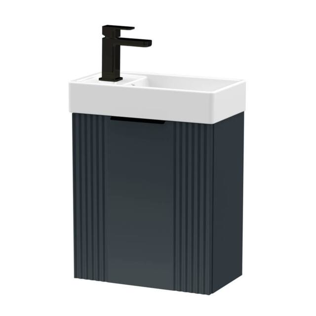 Balterley Dark Grey 400mm Wall Hung Vanity Unit with Black Handle - image 1