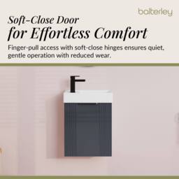 Balterley Dark Grey 400mm Wall Hung Vanity Unit with Black Handle - thumbnail 3