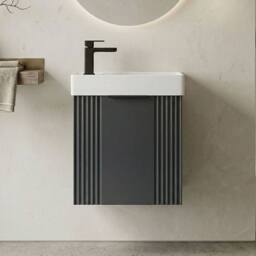 Balterley Dark Grey 400mm Wall Hung Vanity Unit with Black Handle - thumbnail 8