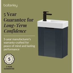 Balterley Dark Grey 400mm Wall Hung Vanity Unit with Black Handle - thumbnail 6