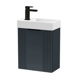 Balterley Dark Grey 400mm Wall Hung Vanity Unit with Black Handle - thumbnail 1