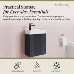 Balterley Dark Grey 400mm Wall Hung Vanity Unit with Black Handle - thumbnail 2