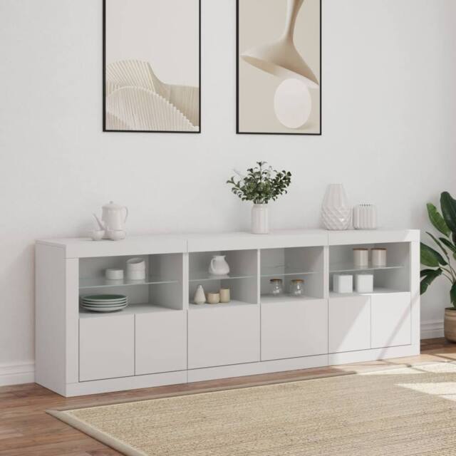 Berkfield Home Sideboard with LED Lights White 202x37x67 cm - Size: 202 x 37 x 67 cm - image 1