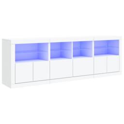 Berkfield Home Sideboard with LED Lights White 202x37x67 cm - Size: 202 x 37 x 67 cm - thumbnail 3