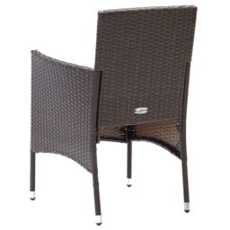 Berkfield Home 5 Piece Garden Dining Set Poly Rattan & Tempered Glass Brown - thumbnail 6