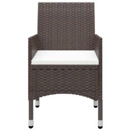 Berkfield Home 5 Piece Garden Dining Set Poly Rattan & Tempered Glass Brown - thumbnail 4