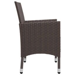 Berkfield Home 5 Piece Garden Dining Set Poly Rattan & Tempered Glass Brown - thumbnail 5