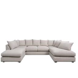 Bliss Furniture Jumbo Cord U Shape Scatter Back Sofa in Cream Colour - Size: 6 Person - thumbnail 1