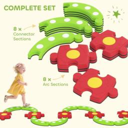 STILVORA Kids Balance Beam Set 13 Piece with Non-Slip Surface in Green - thumbnail 4