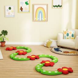 STILVORA Kids Balance Beam Set 13 Piece with Non-Slip Surface in Green - thumbnail 2