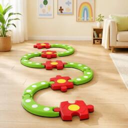 STILVORA Kids Balance Beam Set 13 Piece with Non-Slip Surface in Green - thumbnail 1