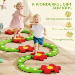 STILVORA Kids Balance Beam Set 13 Piece with Non-Slip Surface in Green - thumbnail 8