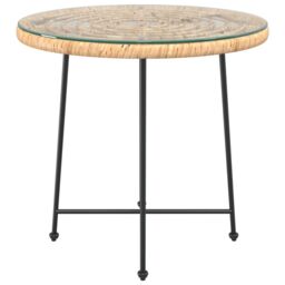 Berkfield Home Dining Table Ã˜80 cm Tempered Glass & Steel in Brown - thumbnail 3