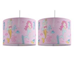 First Choice Lighting Set of 2 Mermaid - Pink 25cm Easy Fit Pendant Fabric Shades
