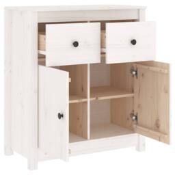 Berkfield Home Sideboard White 70x35x80 cm Solid Wood Pine - Size: 70 x 35 x 80 cm - thumbnail 6