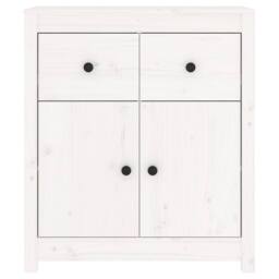 Berkfield Home Sideboard White 70x35x80 cm Solid Wood Pine - Size: 70 x 35 x 80 cm - thumbnail 5