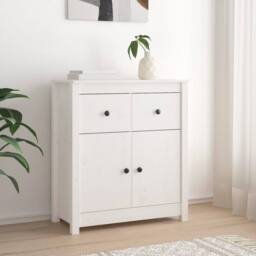Berkfield Home Sideboard White 70x35x80 cm Solid Wood Pine - Size: 70 x 35 x 80 cm - thumbnail 2