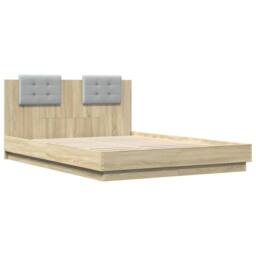 Berkfield Home Soft Bed Frame without Mattress Sonoma Oak 140x200 cm in Light Brown - thumbnail 1