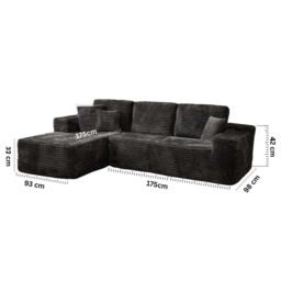 MN Furniture Modern Compact Left Corner Sofa - No Assembly in Black - thumbnail 3