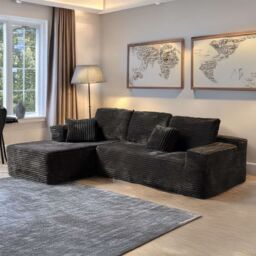 MN Furniture Modern Compact Left Corner Sofa - No Assembly in Black - thumbnail 2