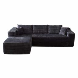 MN Furniture Modern Compact Left Corner Sofa - No Assembly in Black - thumbnail 4