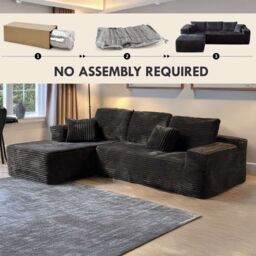 MN Furniture Modern Compact Left Corner Sofa - No Assembly in Black
