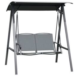 OUTSUNNY 2 Seater Garden Swing Chair Swing Bench w/ Adjustable Canopy in Dark Grey - thumbnail 2