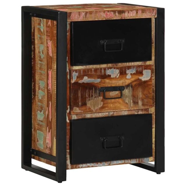 Berkfield Home Drawer Cabinet Multicolour 50x35x70 cm Solid Wood Reclaimed in Black - Size: 50 x 35 x 70 cm - image 1