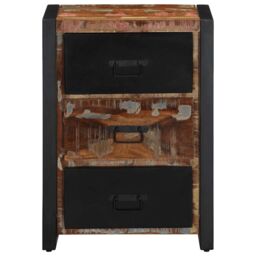 Berkfield Home Drawer Cabinet Multicolour 50x35x70 cm Solid Wood Reclaimed in Black - Size: 50 x 35 x 70 cm - thumbnail 2