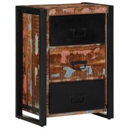 Berkfield Home Drawer Cabinet Multicolour 50x35x70 cm Solid Wood Reclaimed in Black - Size: 50 x 35 x 70 cm - thumbnail 4