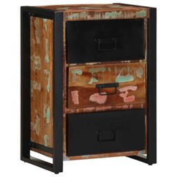 Berkfield Home Drawer Cabinet Multicolour 50x35x70 cm Solid Wood Reclaimed in Black - Size: 50 x 35 x 70 cm - thumbnail 5