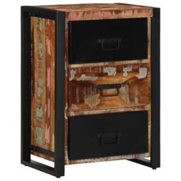 Berkfield Home Drawer Cabinet Multicolour 50x35x70 cm Solid Wood Reclaimed in Black - Size: 50 x 35 x 70 cm