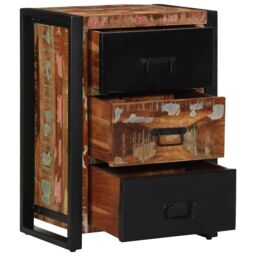 Berkfield Home Drawer Cabinet Multicolour 50x35x70 cm Solid Wood Reclaimed in Black - Size: 50 x 35 x 70 cm - thumbnail 3