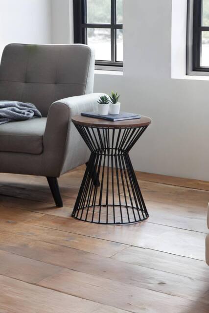 Julian Bowen Jersey Round Side Table with Wire Base in Walnut - image 1