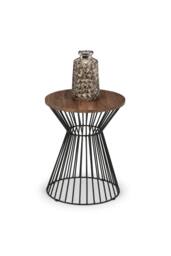 Julian Bowen Jersey Round Side Table with Wire Base in Walnut - thumbnail 3